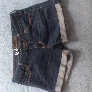 Bullhead Women's Dark Denim Shorts Cuffed, Size 3